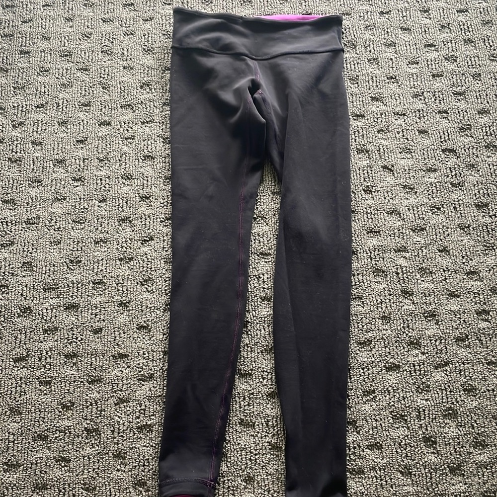 lululemon athletica Black Leggings with Subtle Purple Stitching